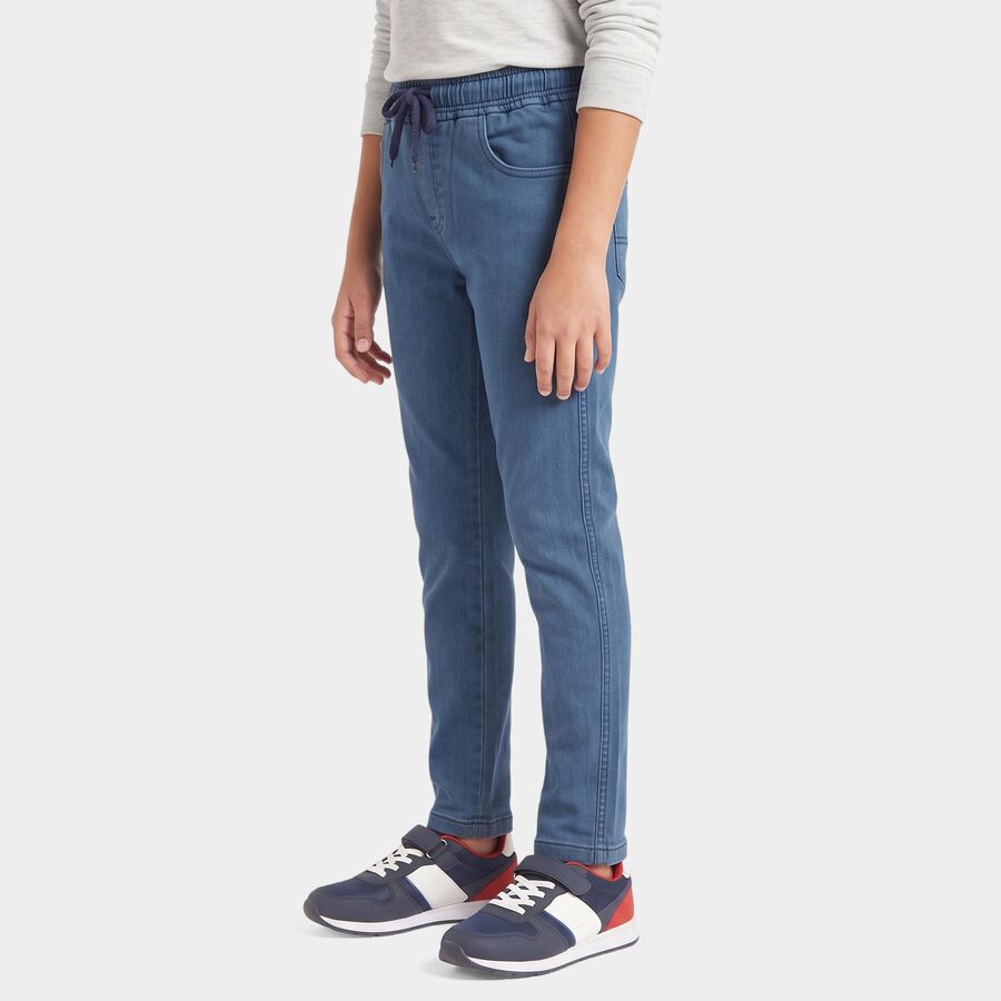 Boys' Light Blue Straight Fit Drawstring Waist Jeans, हल्का नीला, large