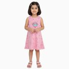 Girls' Pink Unicorn Print Sleeveless A-Line Frock, हल्का गुलाबी, small image number null