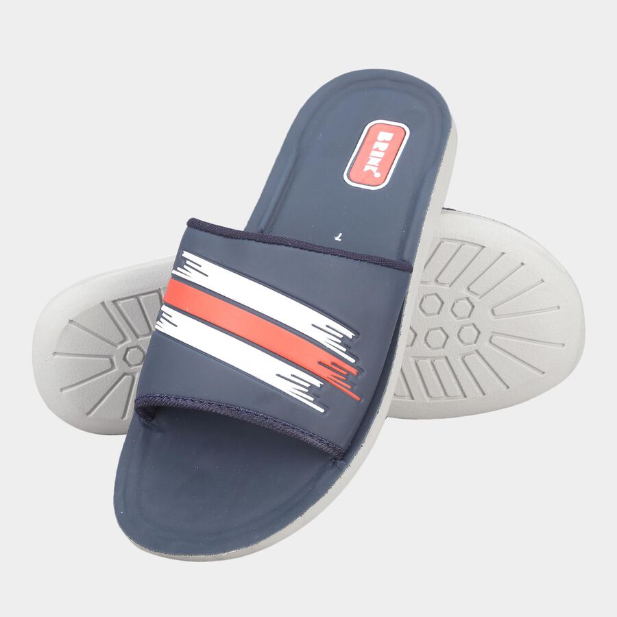 Men Solid Slip-On Casual Sandals, Navy Blue, large image number null
