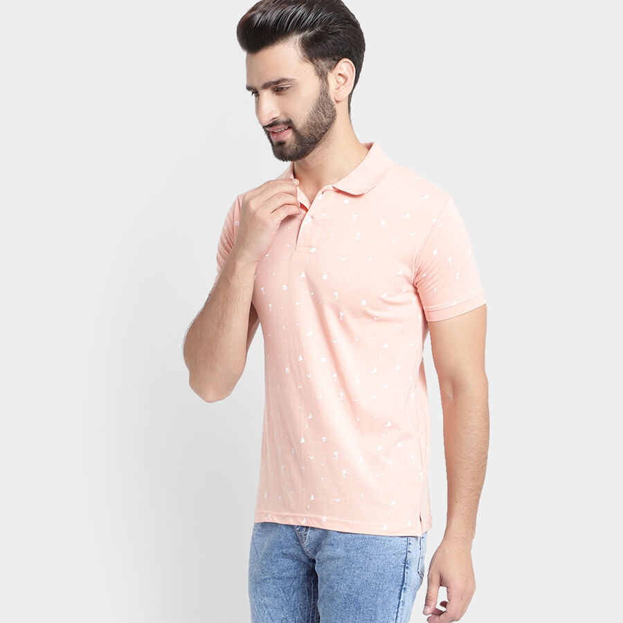 Printed Polo Shirt, Peach, large image number null