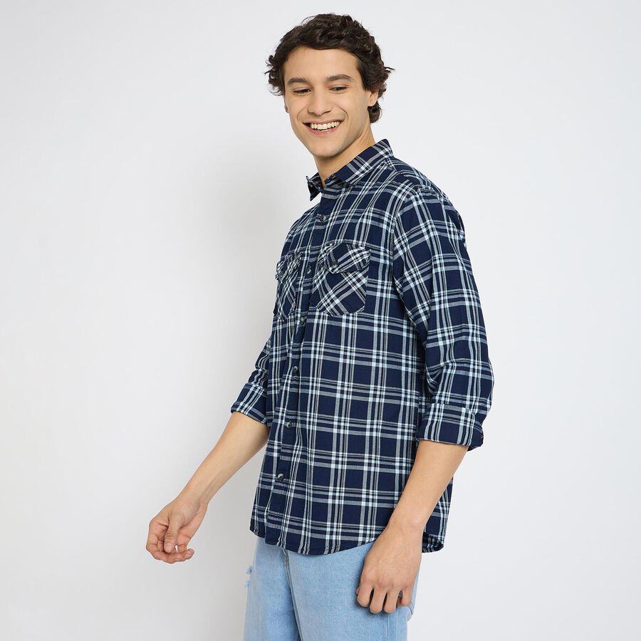 Men's 100% Cotton Casual Shirt , Navy Blue, large image number null