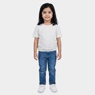 Girls White Cotton Round Neck Regular T-Shirt, सफ़ेद, small