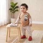 Infants' Beige 100% Cotton Round Neck Baba Suit, Beige, small