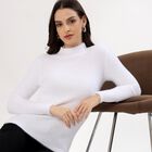 Women's Off White High Neck Fitted Pullover, ऑफ व्हाइट, small image number null