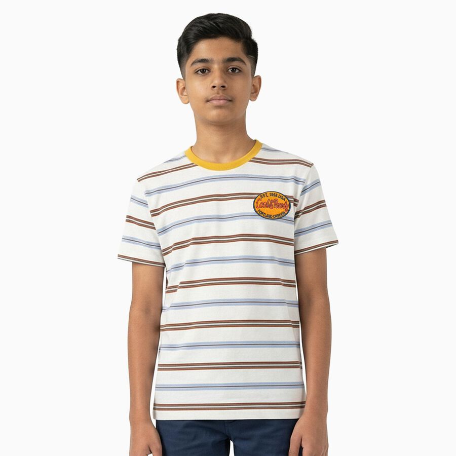 Boys' Half Sleeves T-Shirt, सफ़ेद, large image number null
