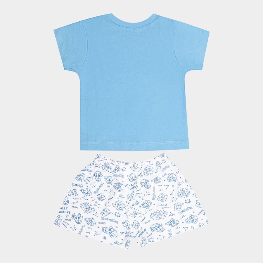 Infants Cotton Baba Suit, Melange Blue, large image number null