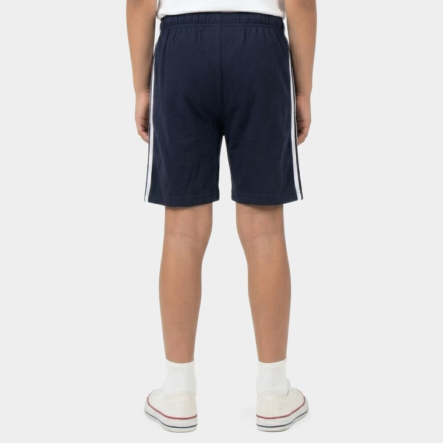 Boys' Blue Cotton Blend Regular Fit Bermuda Shorts, Navy Blue, large