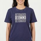 Women's Navy Blue Round Neck Casual T-Shirt, Navy Blue, small