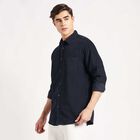 Solid Cotton Casual Shirt, Navy Blue, small image number null