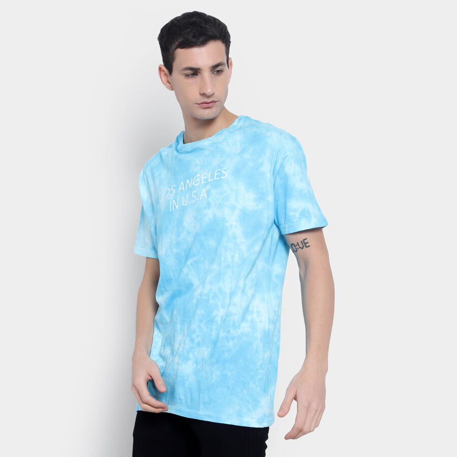 Cotton Round Neck T-Shirt, Sky Blue, large image number null