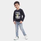 Boys Navy Blue Cotton Blend Crew Neck Regular Boys T-Shirt, Navy Blue, small