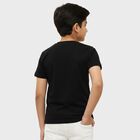 Boys Jet Black Round Neck Casual Half Sleeve T-Shirt, Black, small