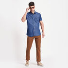 Cotton Solid Casual Shirt, Melange Blue, small image number null