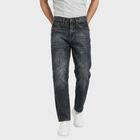 Men's Dark Blue Straight Fit Faded Jeans, Dark Blue, small