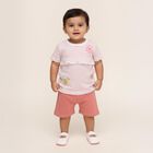Infant Muted Pink and White Cotton Striped Top Casual Shorts Set, Light Pink, small image number null