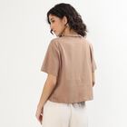 Women's Soft Beige Cotton Round Neck Casual T-Shirt, Beige, small