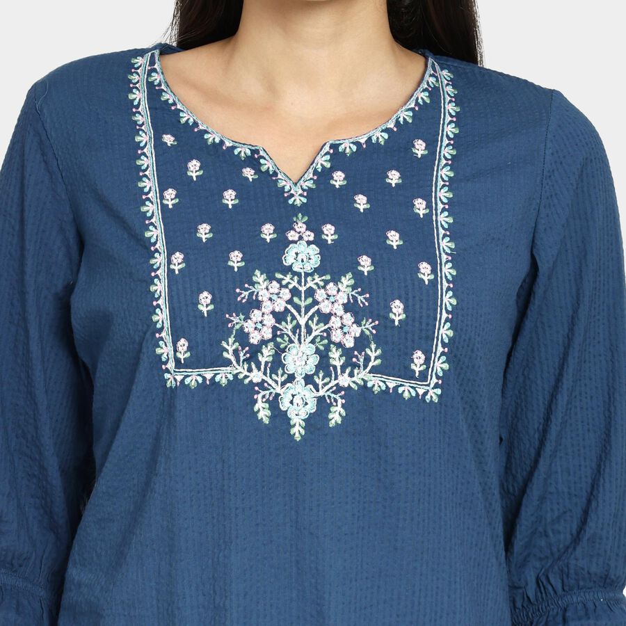 Ladies' Cotton Kurta, Dark Blue, large image number null