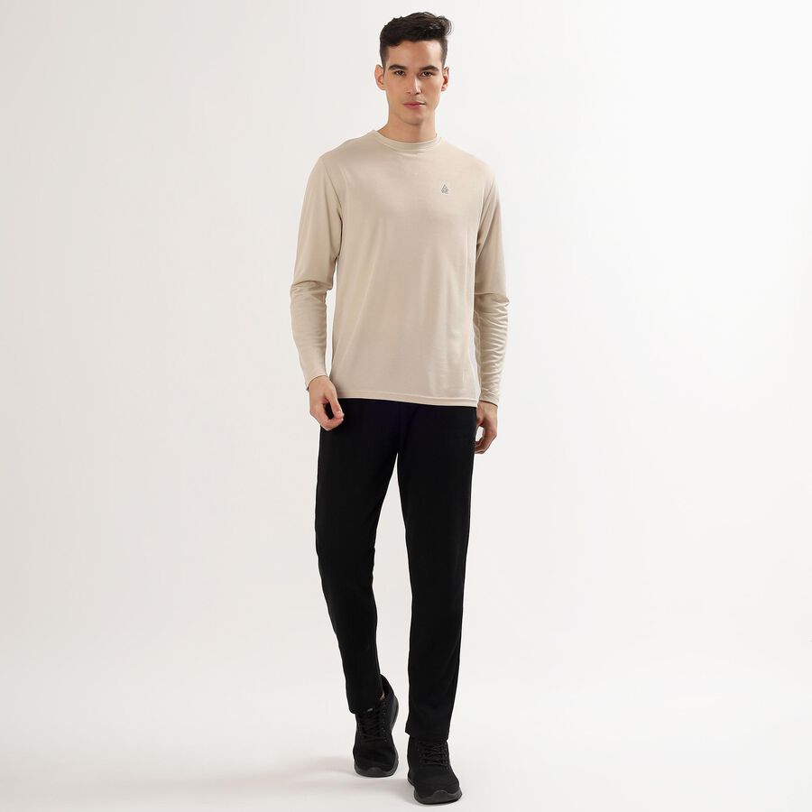 Men's Light Beige Crew Neck Casual T-Shirt, Beige, large image number null
