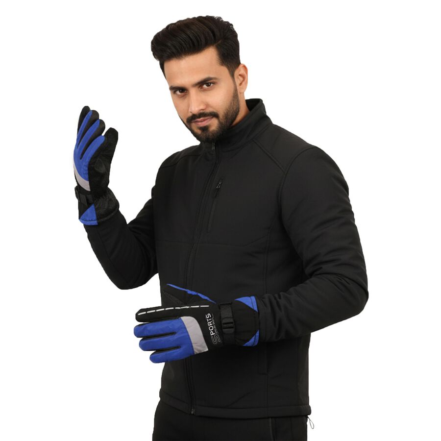 Men's Gloves, गहरा नीला, large