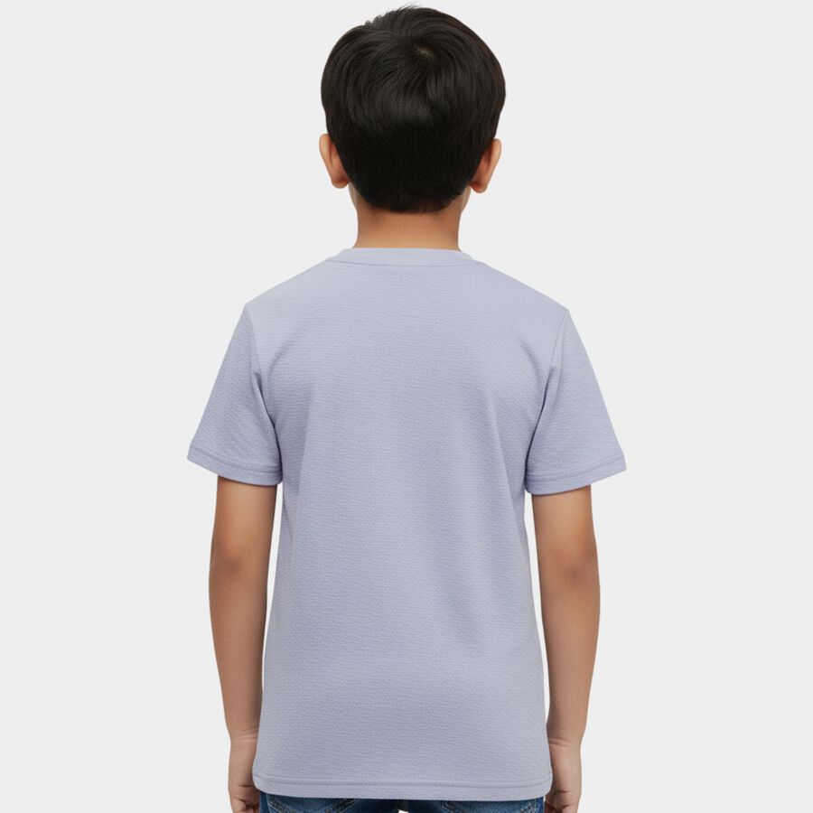 Boys Light Blue Crew Neck Casual Half Sleeve T-Shirt, Light Blue, large