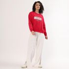 Women's Bright Cherry Red Crew Neck Casual Sweatshirt, रानी (फ्यूशिया), small image number null