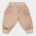 Infants Soft Beige Ruffled Elastic Waist Pyjama, Beige, small image number null