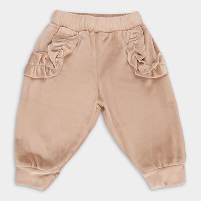 Infants Soft Beige Ruffled Elastic Waist Pyjama