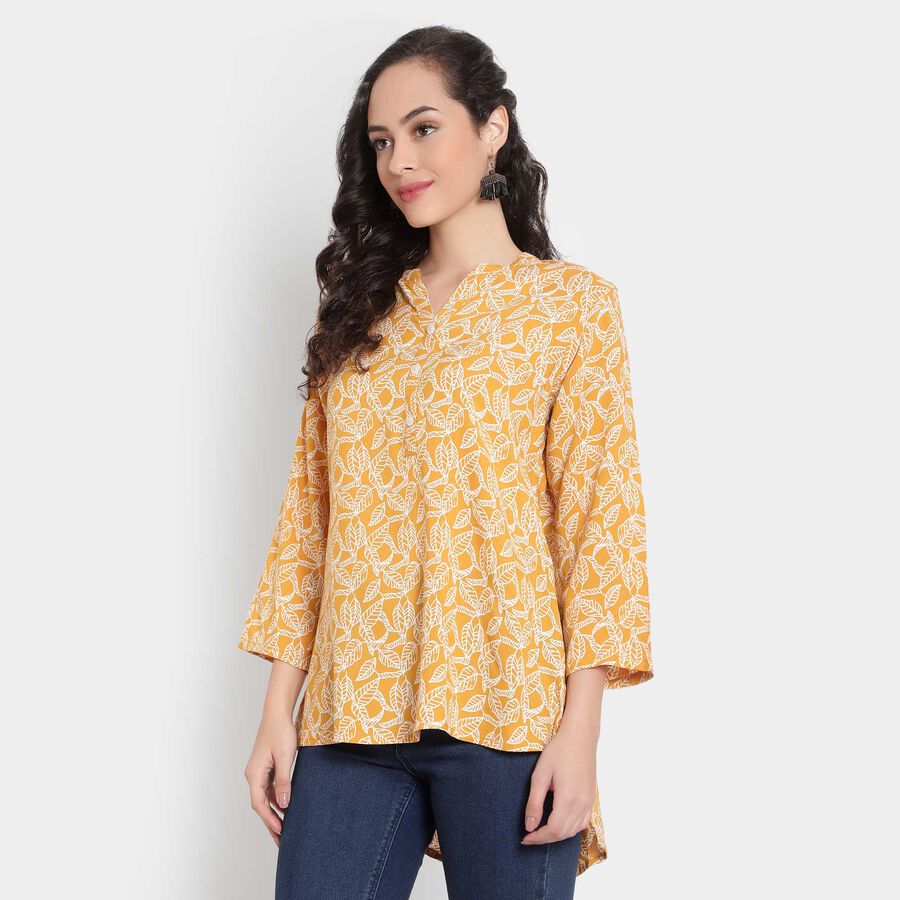 Printed 3/4Th Sleeves Straight Kurta, Mustard, large image number null