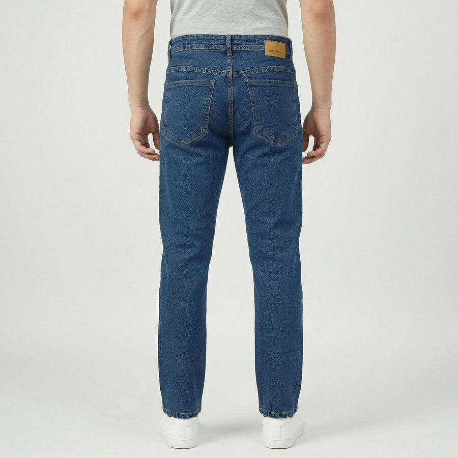 Men's Blue Slim Fit Classic Jeans, Mid Blue, large