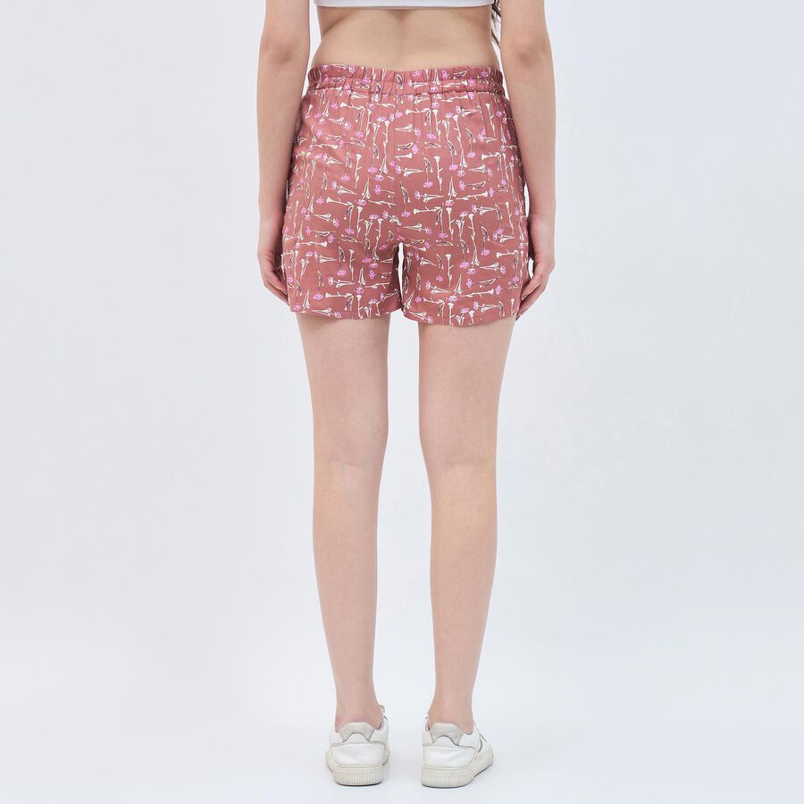 Women's Dusty Rose Pink Floral Tie-Waist Shorts, पीच, large