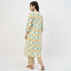 Women's Dark Green Cotton Round Neck Straight Kurta, गहरा हरा, small