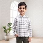 Boys White Cotton Casual Shirt, White, small