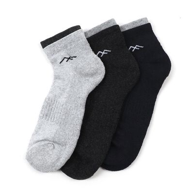 Men's Light Grey and Black Regular Fit Ankle Length Socks Pack of 3