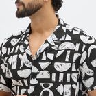 Men's Dusty Charcoal Black Cotton Half Sleeve Cuban Collar Casual Shirt, Black, small image number null