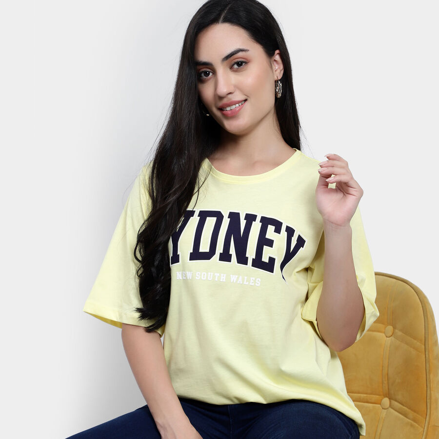 Round Neck T-Shirt, Mustard, large image number null