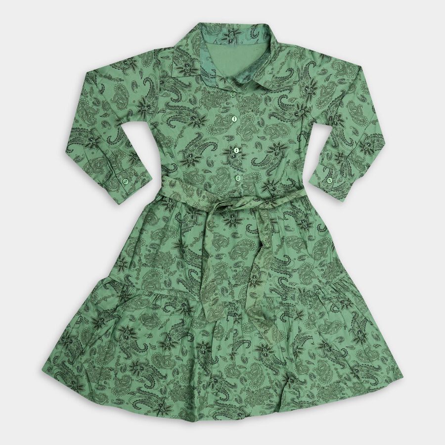 Girls' Dress, Light Green, large image number null