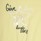 Girls' Bright Yellow Cotton Round Neck Casual T-Shirt, Yellow, small image number null