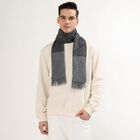 Men's Muted Charcoal Grey Acrylic Geometric Muffler, Melange Mid Grey, small image number null