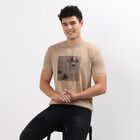Men's Round Neck Half Sleeves T-Shirt, Beige, small image number null