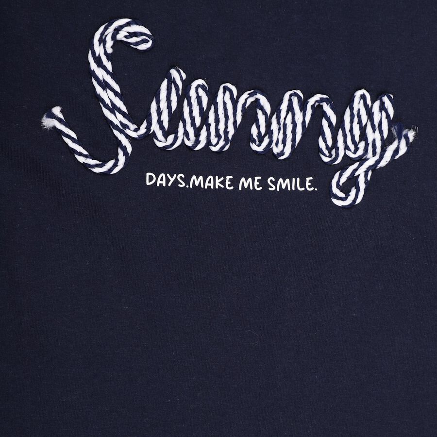 Girls' 100% Cotton T-Shirt, नेवी ब्लू, large image number null