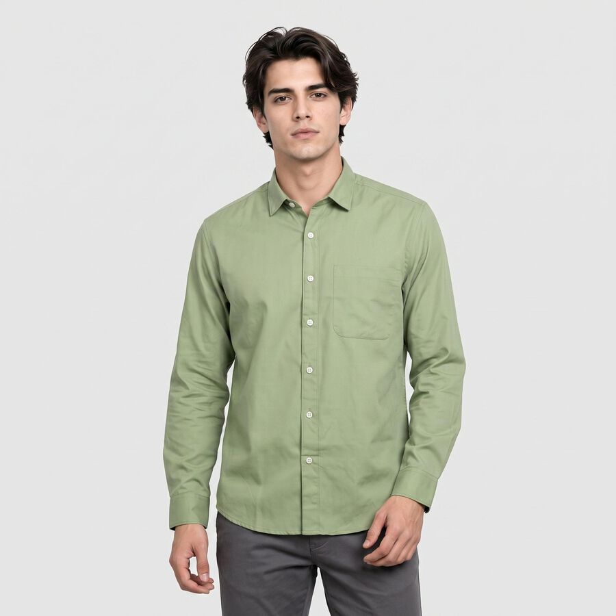 Men's Green Casual Shirt, Light Green, large