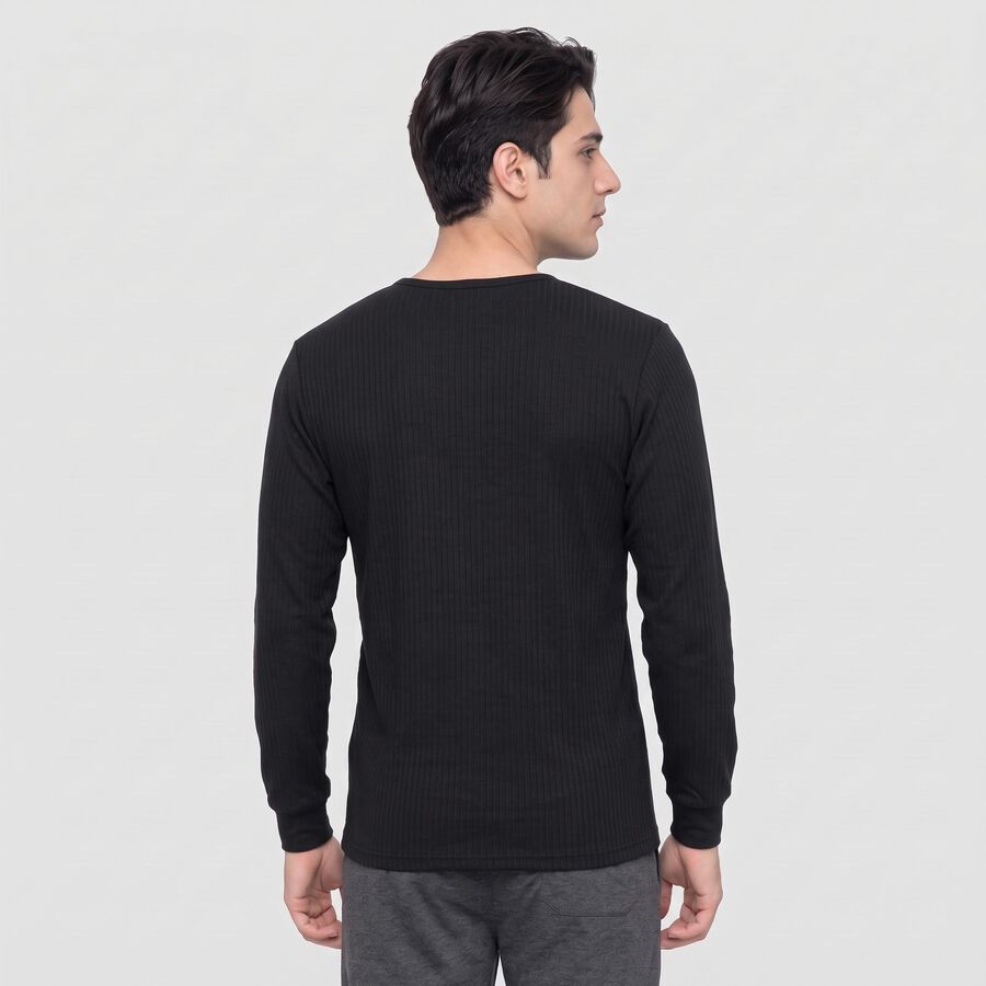 Men's Black Long Sleeve Thermal, काला, large