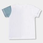 Infants' White Cotton Round Neck Casual T-Shirt, सफ़ेद, small