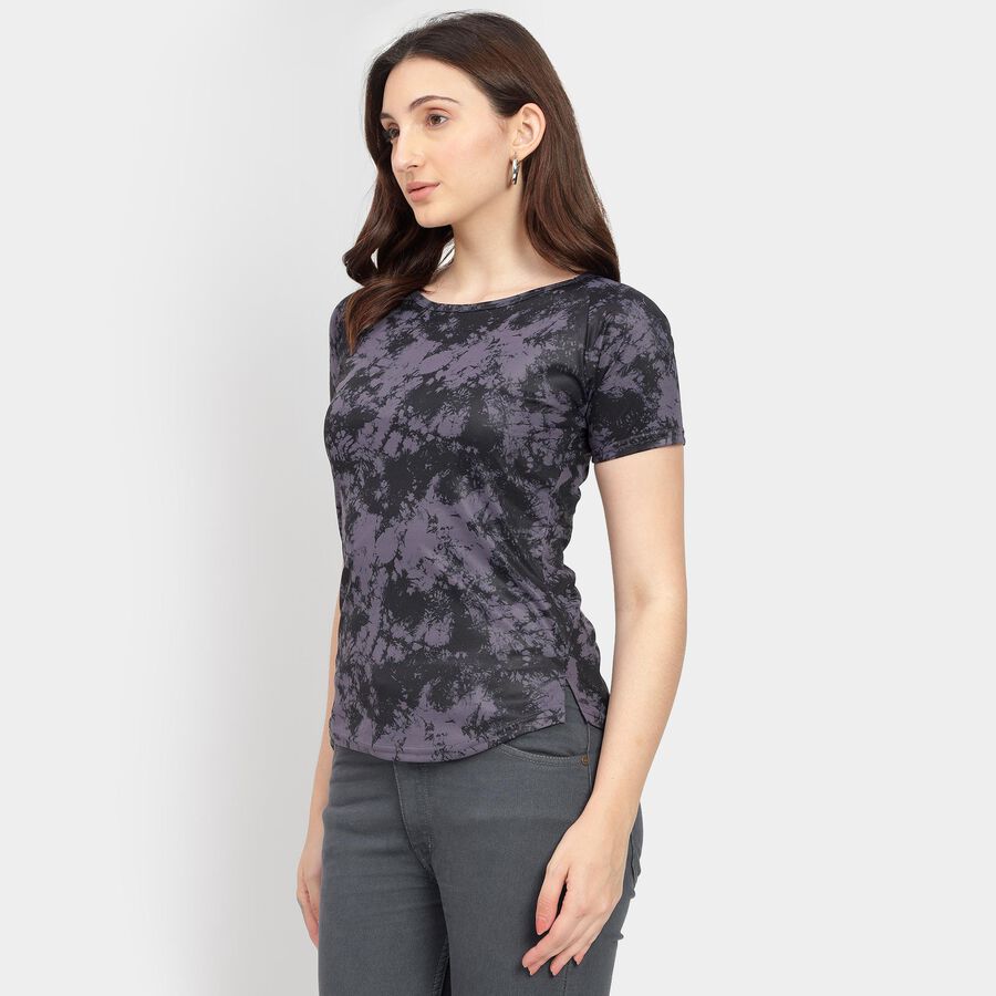 Ladies' Round Neck T-Shirt, गहरा ग्रे, large image number null