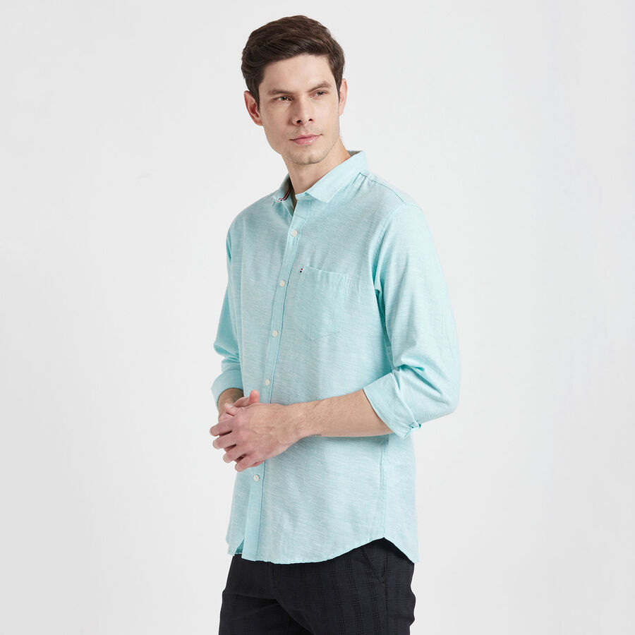 Solid Casual Shirt, Light Green, large image number null