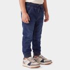 Boys' Navy Blue Jogger Fit Washed Jeans, गहरा नीला, small