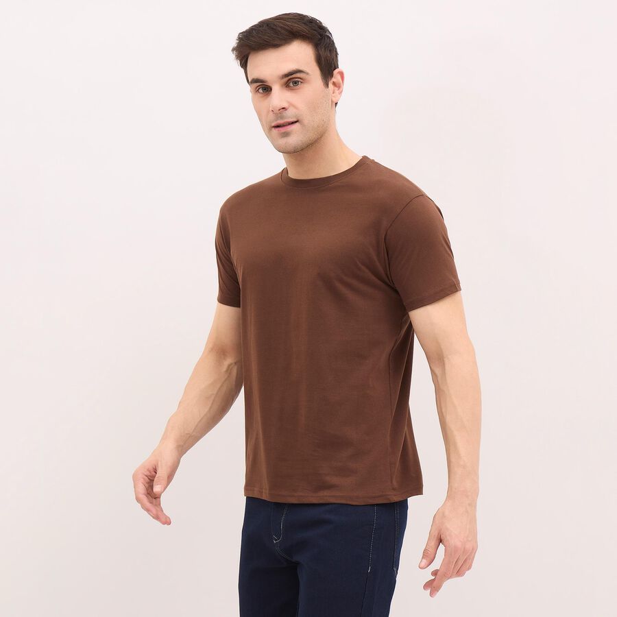 Men's Rich Brown Cotton Round Neck T-Shirt, Brown, large image number null