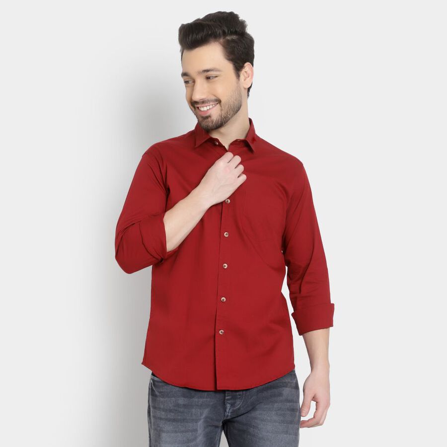 Cotton Solid Casual Shirt, Maroon, large image number null