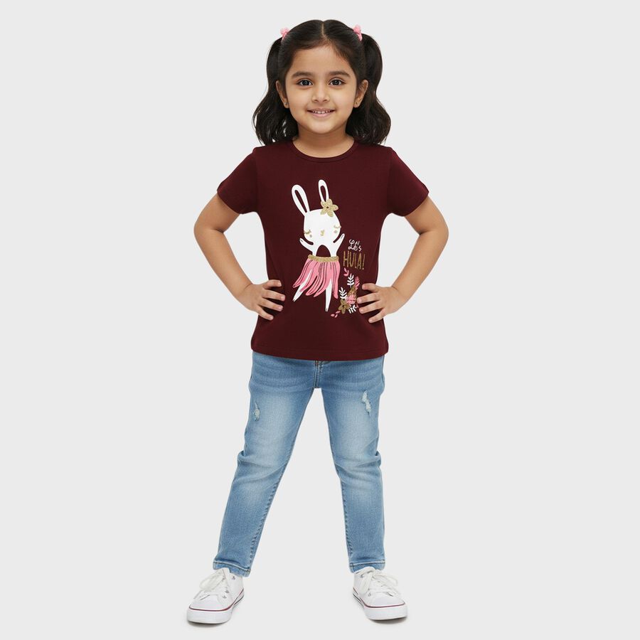 Girls' T-Shirt, वाइन, large