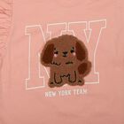 Girls Light Pink Cotton Round Neck Regular T-Shirt, Light Pink, small